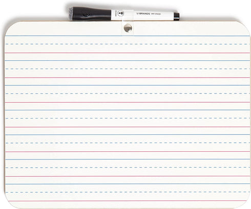 U Brands Dry Erase Lap Board, Double Sided, Ruled and Plain, 9 x 12 Inches, Includes Dry Erase Marker (484U06-24)