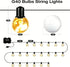 22ft 20 G40 Bulbs Dimmable IP65 Outdoor String Lights Battery Powered, Warm White & Multicolor LED Hanging Patio Lights