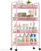 SYKIARIOL 4-Tier Metal Utility Cart, Mesh Wire Rolling Cart on Wheels, Storage
