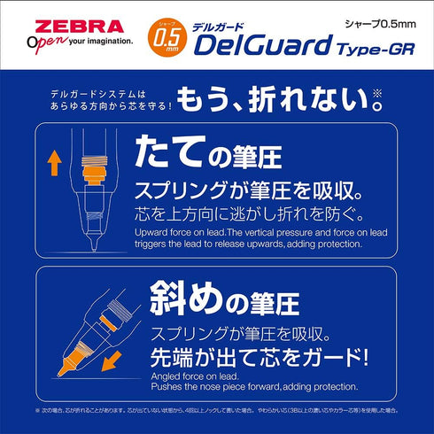 Zebra P-MA93-R Delguard Mechanical Pencil, Type GR 0.5, Red