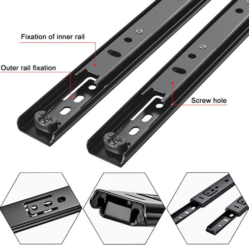 V3VOGUE 4 Cabinet Furniture Hardware Rails - Heavy Duty Drawer Slides,for Desk, Wardrobe, Bedside Table, Dresser,Ball