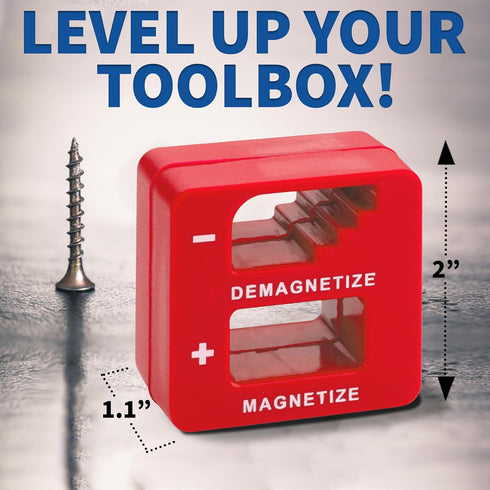 Demagnetizer and Magnetizer - Red for Screwdrivers, Bits, Small Tools, and Precision Construction