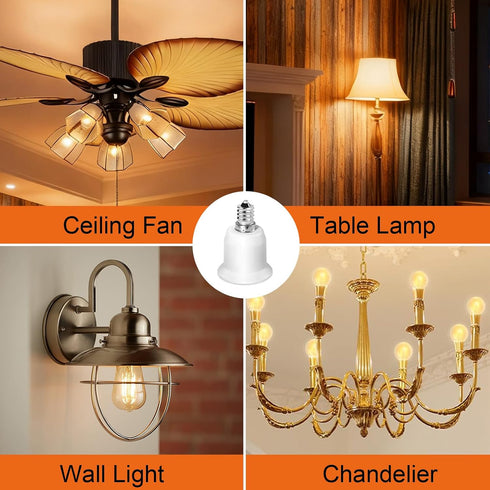 186Hub E12 E26 6 Pack E12 Bulb to Adapter, Candelabra to Medium Socket Adapter for Chandelier Light, Ceiling Fan