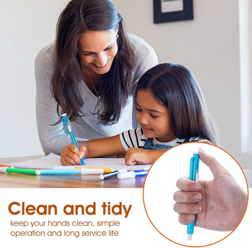 Molain 10 Pcs Pen-Style Erasers Set, 5 Retractable Click Eraser Pens + 5 Mechanical Erasers for Kids & Students