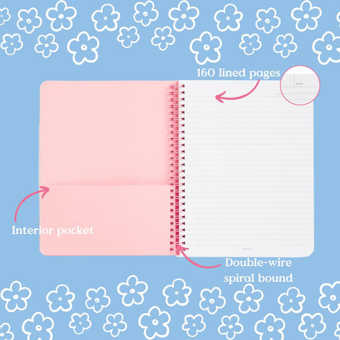ban.do Rough Draft Mini Spiral Notebook, 9" x 7" with Pockets and 160 Lined Pages, I Am Very Busy by ban.do