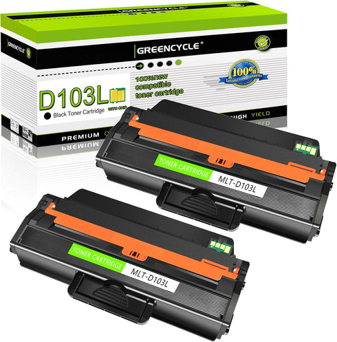 greencycle High Yield Compatible Toner Cartridge for Samsung MLT-D103L (Black, 2-Pack)