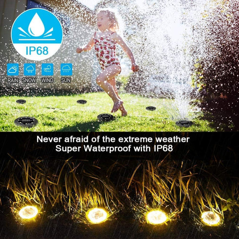 Solar Powered Ground Lights 2Pack, Waterproof LED Solar Disk Lights for Outdoor Decorative, Garden Lights for Landscape
