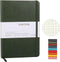 Grid Journal Bullet Notebook - Dark Green Leather Cover, 8.3 x 5.7 Inch, 160 Pages, 100gsm Paper, Hardcover with Inner
