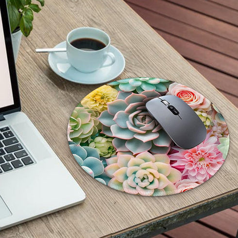 Gctriki Succulents Mouse Pad, Cute Small Mouse Pads for Desk, Botanical Round Travel Mousepad for Wireless Mouse Gaming