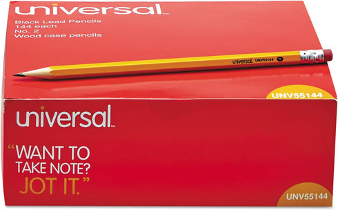 Universal UNV55144 HB #2 Woodcase Pencil, Yellow Barrel, 144/Pack