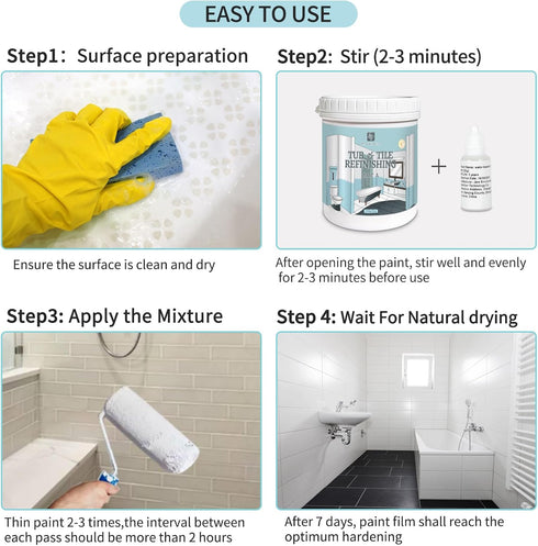 Kit32 Oz Countertop, 50-60 White Ceramic Tub and Tile Refinishing FL - Bathtub, Bathroom Wall, Sink Paint - Easy