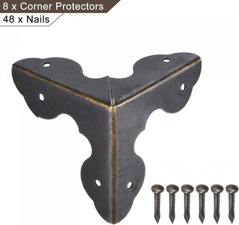 33x33x33mm 8pcs uxcell Metal Box Corner Protectors Edge Guard Bronze Tone