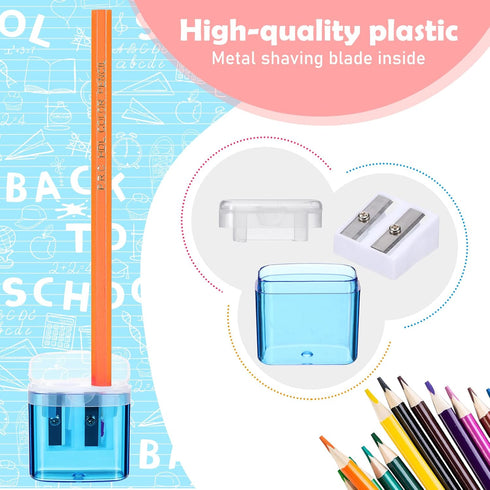 Teling 216 Pcs Dual Holes Manual Pencil Sharpeners, Colorful Handheld Pencil Sharpener with Lid for School, Home