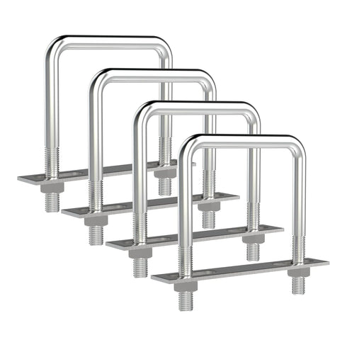 4 Sets 304 Stainless Steel Square U-Bolts, M10 with Nuts for Automobiles Trailer and Industrial Parts
