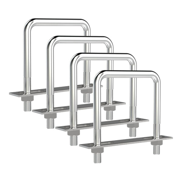 4 Sets 304 Stainless Steel Square U-Bolts, M10 with Nuts for Automobiles Trailer and Industrial Parts