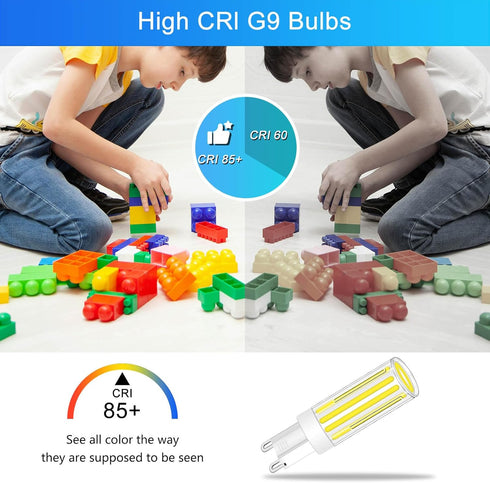 G9 LED Bulb Dimmable, 8W 6000K Daylight White, 60W 75W 80W Halogen Equivalent, Pack of 5, No-Flicker 360 Beam