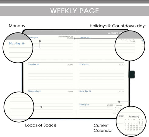 Pocket Planner 2026, Jan - Dec 2026, Weekly & Monthly Calendar, 6.3''×3.8'', Pen Loop, Back Pocket, Elastic Closure