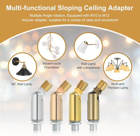 180 46x15mm M10 Pack 3) MECCANIXITY Sloped Ceiling Adapter, Degree Fine Thread Sloped Ceiling Light Fixture Adapter Kit