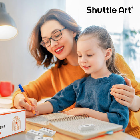 Shuttle Art 120 Pack White Erasers - Bulk Smudge Resistant Erasers for Pencils, School Supplies