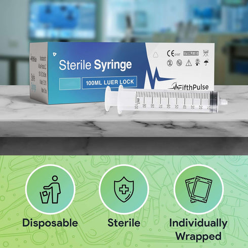 100 ml Syringe without Needle, 25 Pack of Disposable Syringes for Medical, Scientific Lab, Home Use