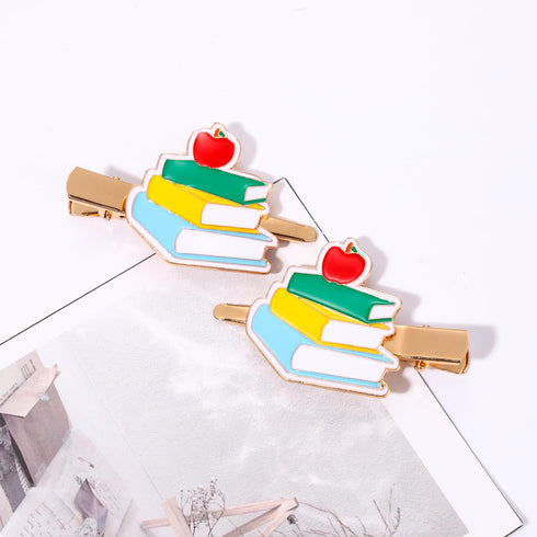 Back to School Hair Clips, Cute Schoolbag Book Hair Clips, Fun Hair Accessories for Teacher Students