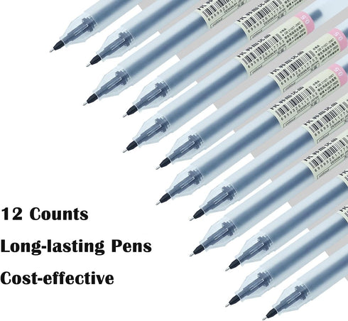 Premium Black Gel Pens, 0.5mm Extra Fine Point, Smooth Writing Ballpoint Pens for School Stationery Supply (12 Packs)