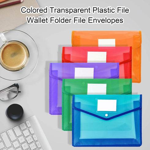 CHEPULA B4 Plastic File Wallet Envelope, Expanding Document Organizer with Snap Closure & Label Pocket, Clear