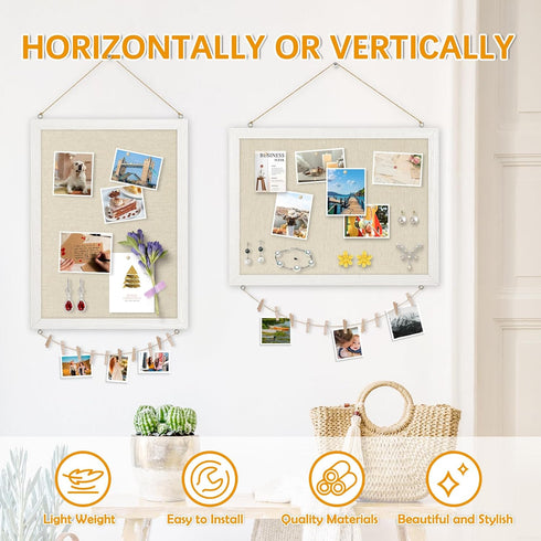 Bulletin Boards with Linen, 1-Pack 16''X 12'' Double-sided Cork Board, Small Pin Board for Home Office