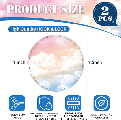 2 12 Inch ANGSYLTH Pcs Fluorescent Light Covers - Round Covers for Ceiling Lights, Home Velcro Light Filters