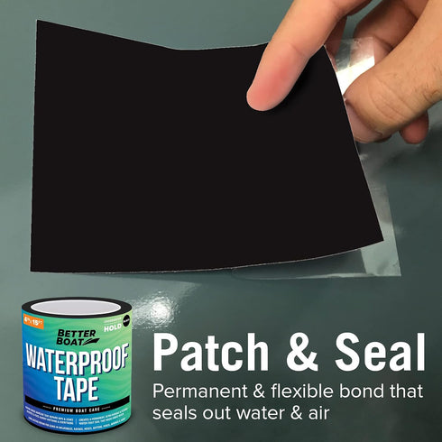 Black Waterproof Tape for Leaks, Heavy Duty Water Proof Tape, 15 Feet x 4 Inches, Marine Grade