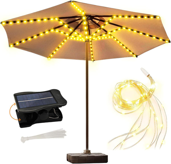 ZNYCYE Solar Umbrella Lights, 8 Strands Patio Umbrella Lights Outdoor with 8