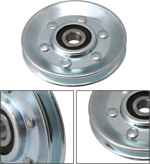 BQLZR 73x10mm Silver Iron Bearing Steel Cable Pulley, V-Shape Wheel Bearing Idler for Gym Equipment