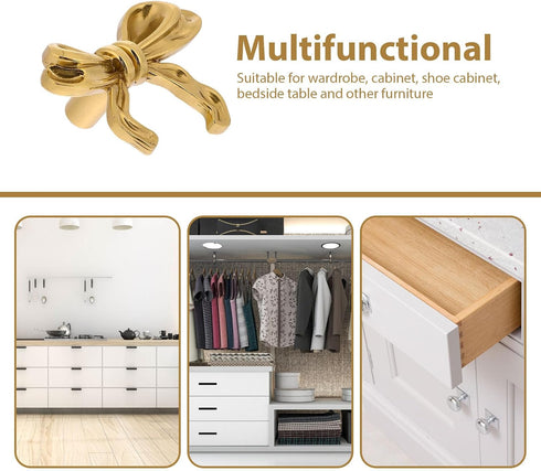 Adorainbow 50x35x25mm, Brass Bowknot Cabinet Pull Handle, Small Bow Drawer Knobs, Decorative Bow Room Hardware