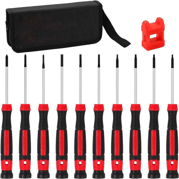11-Piece Precision Screwdriver Set - Magnetic Mini Screwdrivers for Eyeglasses, Watches, and Phones, Portable Storage