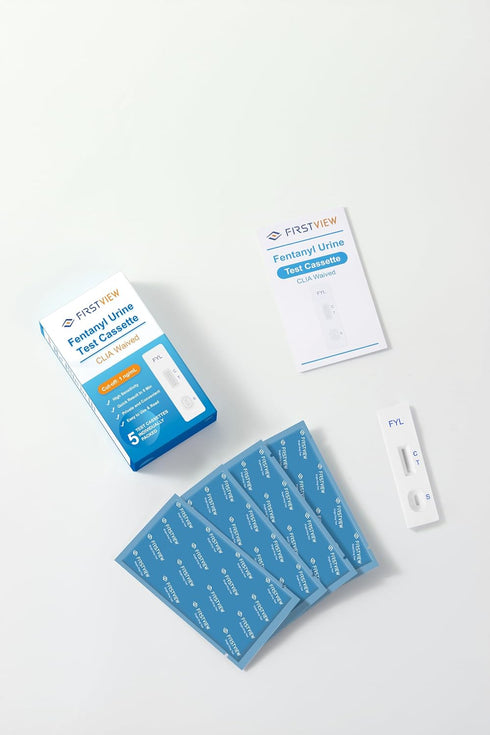 FIRSTVIEW Cassette Home-5 Pack Fentanyl Test Strip in Urine Test for Rapid Test, Easy to Read Urine Test Results at