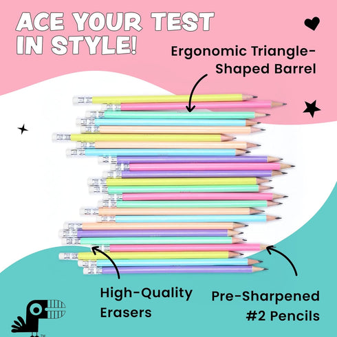 Yoobi #2 Pencils - Pre-Sharpened Pencils in Cute Pastel Colors - Pink, Lavender, Yellow, Mint Green, Baby Blue & Peach - Fun School & Office Supplies for Boys, Girls, Teens & Adults - 2 Packs of 24 by Yoobi