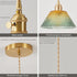 YJQHXY E26 4.72" 6.56 Amber-Green Stained Glass Cone Pendant Light, Fluted Shade, Brass Socket with Ceramic Core, US