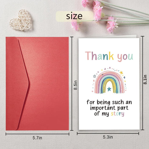 Qiavor Rainbow Thank You Card for Him Her, Appreciation Card for Teacher Best Friend Mentor, Thank You For Being Part