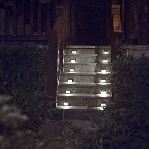 XLUX Solar Powered Lights for Deck Steps, Outdoor Waterproof LED Lamp, White Light 2 Pack