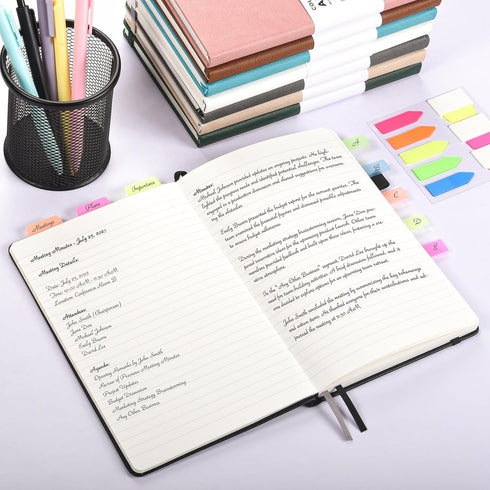 Lined Journal Notebook, 3 Pack A5 College Ruled, Hardcover, 160 Pages, Black, Brown, Grey
