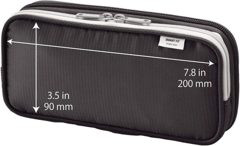 LIHIT LAB Double Pen Case, Large, 4.1 x 8.7", Blue