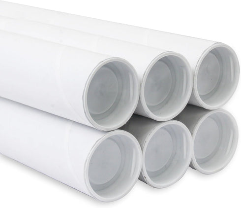 MagicWater Supply Mailing Tube - 1.5 in x 12 in, White - 6 Pack for Shipping and Storage of Arts, Crafts, Documents