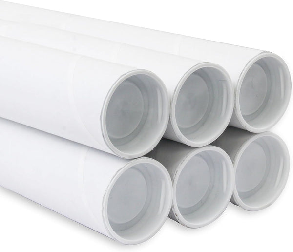 MagicWater Supply Mailing Tube - 1.5 in x 12 in, White - 6 Pack for Shipping and Storage of Arts, Crafts, Documents
