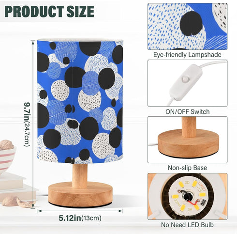 ALAZA Blue Black Polka Dot Bedside Table Lamp for Bedroom Living Room Nightstand LED Light Lamps,Bedside Lamps with USB