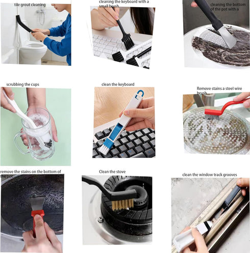 Htydjd 17Pcs Crevice Cleaning Brush Tool Multifunctional Hard Bristle Gap Cleaning Supplies for Bathroom Grout Sink
