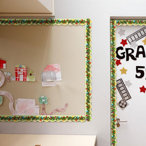 Christmas Magnetic Bulletin Board Border 24 Pcs 23.6 Ft Xmas Lights Magnet Decoration Strips for Classroom Office