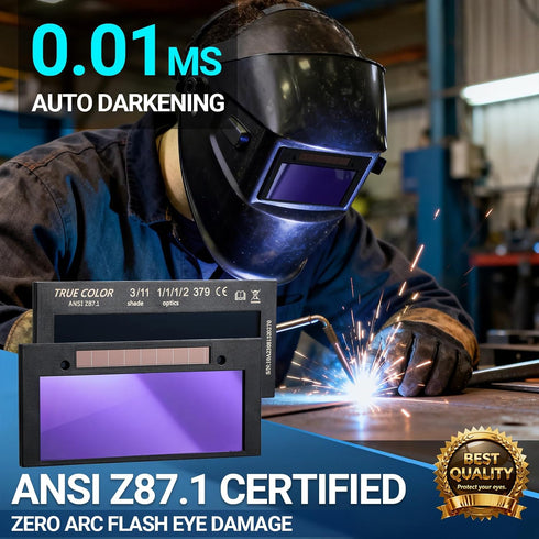 2 4.25, 11, 2pcs Welding Lens x Auto Darkening Welding Lens, Shade True Color Blue Technology, with Replacement Outside