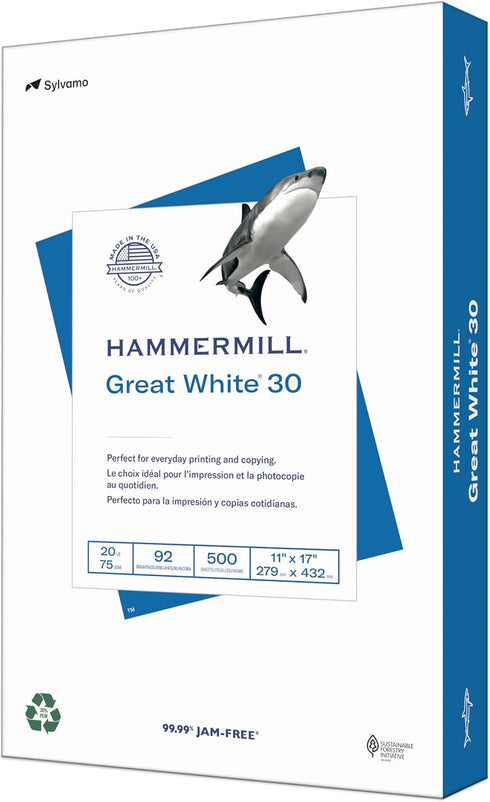 Hammermill Printer Paper, Great White 30% Recycled Paper, 11 x 17 -