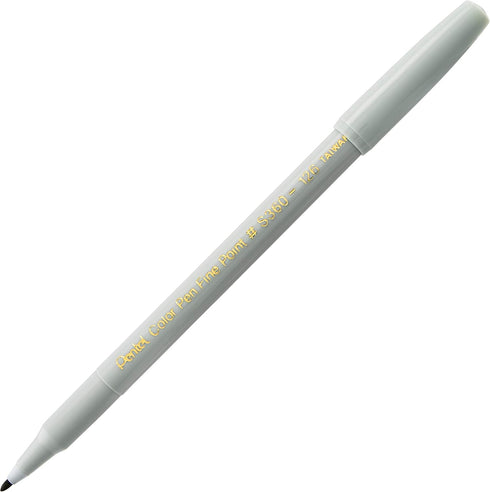 Pentel Arts Color Pen, Silver, Gray, Box of 12 (S360-126)