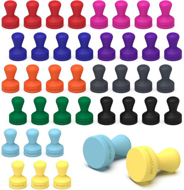 SMART&COOL Silicone Fridge Magnets, Anti Scratch Push Pin Magnets, Thumbtack Magnets for Whiteboard and Office (40 Pack)